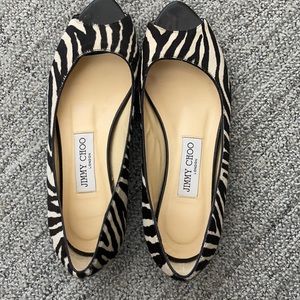 Jimmy Choo Zebra print Calf Hair flat size 38 (7.5 US)